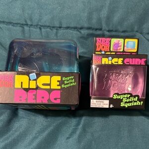 Nee Doh Nice Berg & Nice Cube Super Solid Squish Toys - Blue & Purple